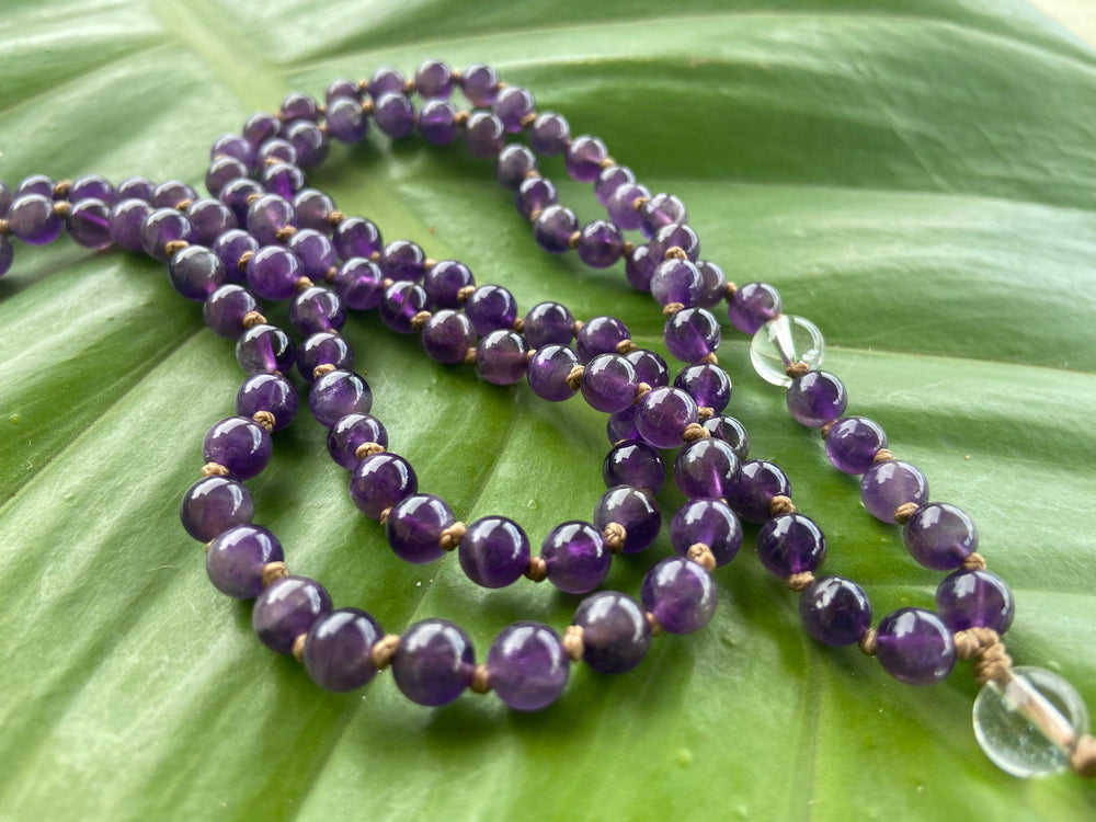 Amethyst and Quartz Mala
