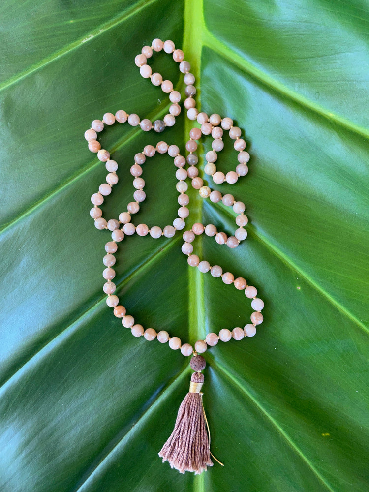Sunstone Knotted Mala